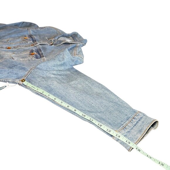 Old Navy Denim Jean Trucker Jacket Women’s Sz XXL Medium Wash Distressed Classic - Picture 6 of 7